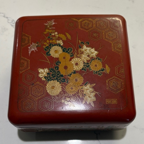 Other - Red Floral Decorative Box